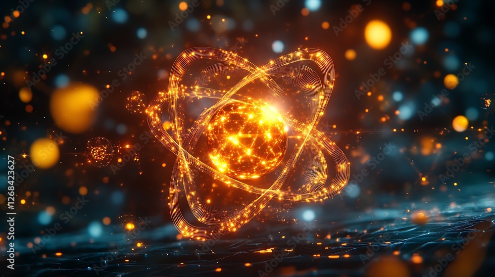 Aufkleber Futuristic quantum computing visualization showcasing advanced technology concepts in a visually striking manner.