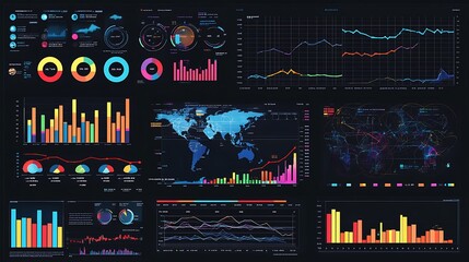 Comprehensive Data Visualization Displays Various Charts Graphs And Maps