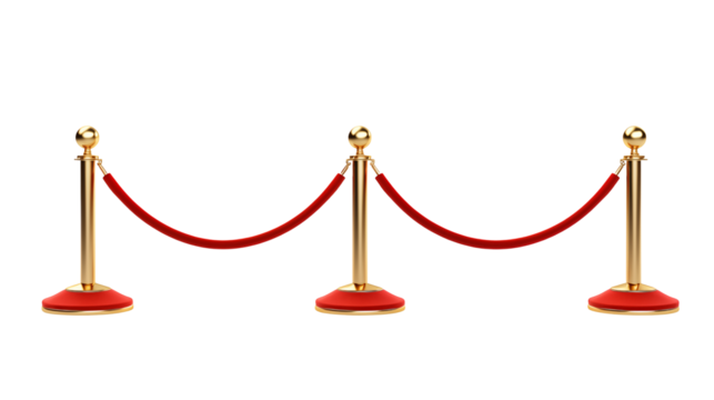 Elegant Red Rope Stanchions for VIP Events - Powered by Adobe