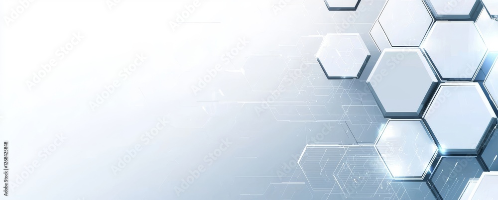 Poster abstract technology background with hexagons and light effects in a modern design concept