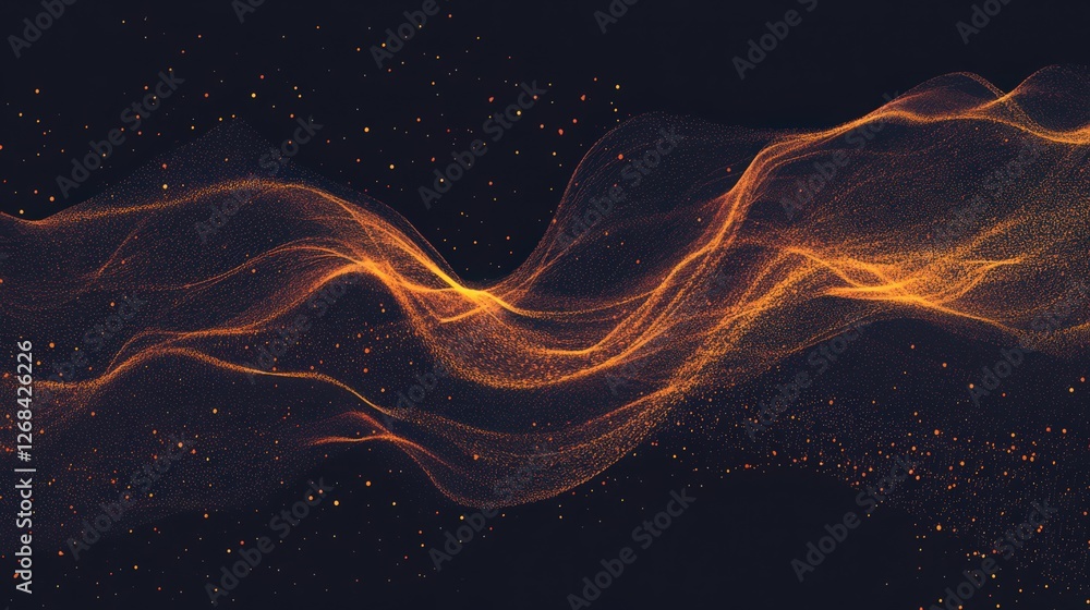 Poster abstract glowing particle wave background with golden light effect