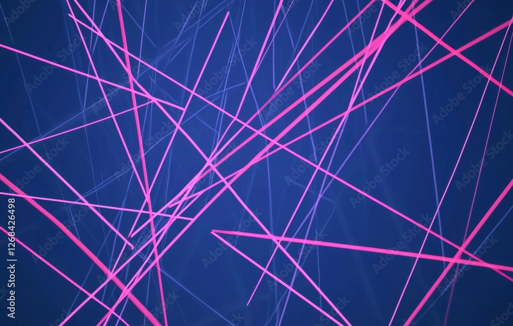 Poster abstract pink lines on blue background creating a dynamic visual effect for modern design and creati