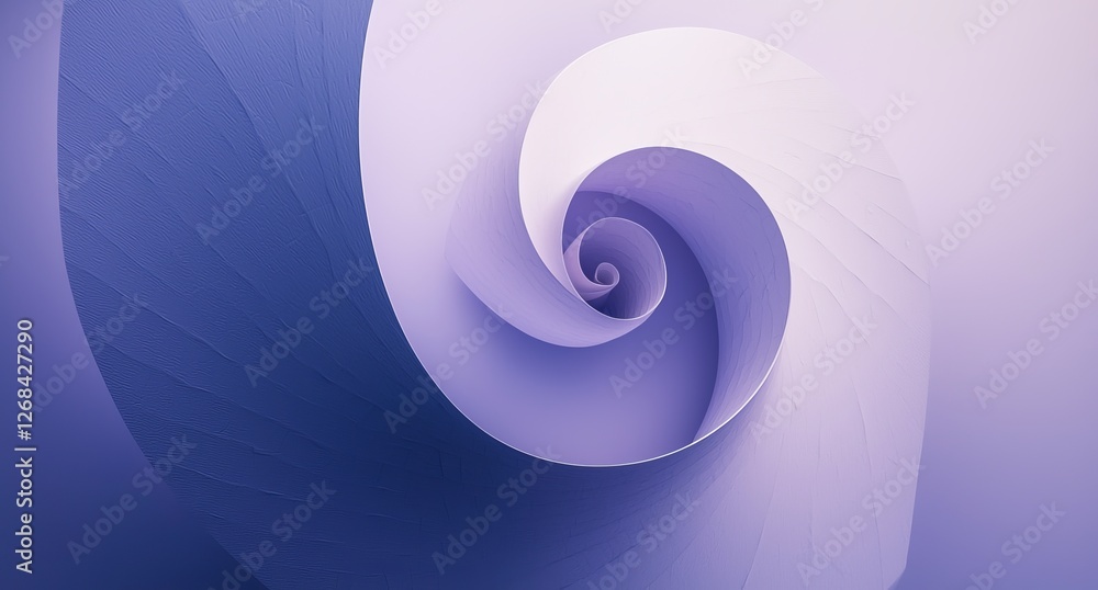 Poster abstract spiral design in soft purple tones representing natural forms and fluidity in art and desig