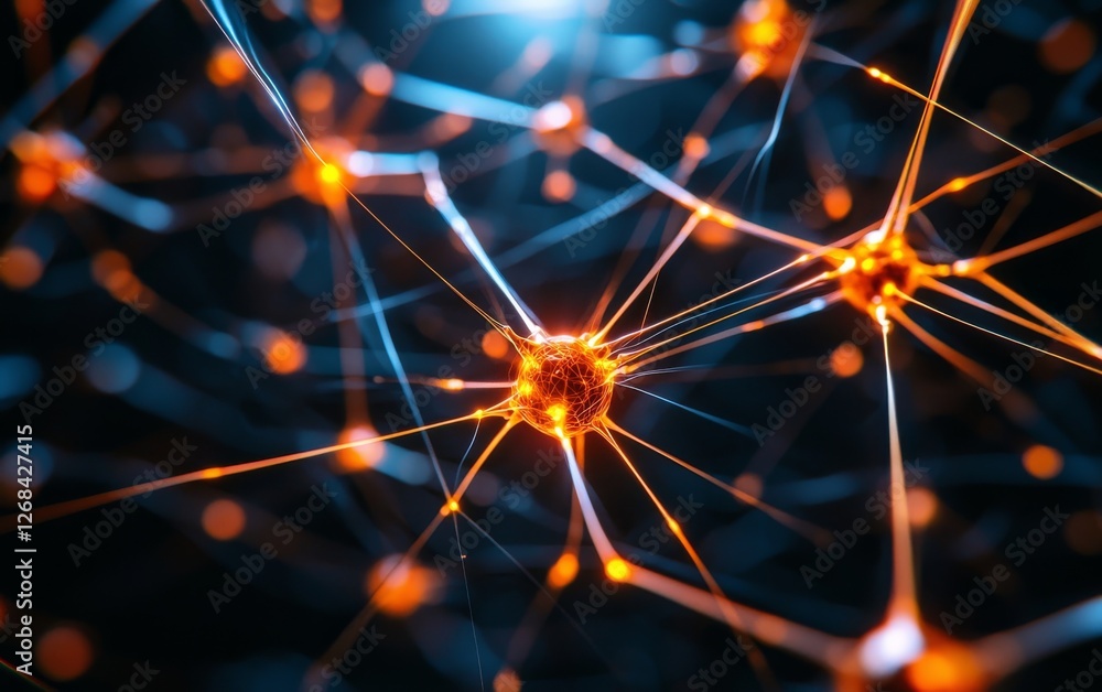 Poster intricate web of neurons with vibrant connections showcasing the beauty of neural networks and synap