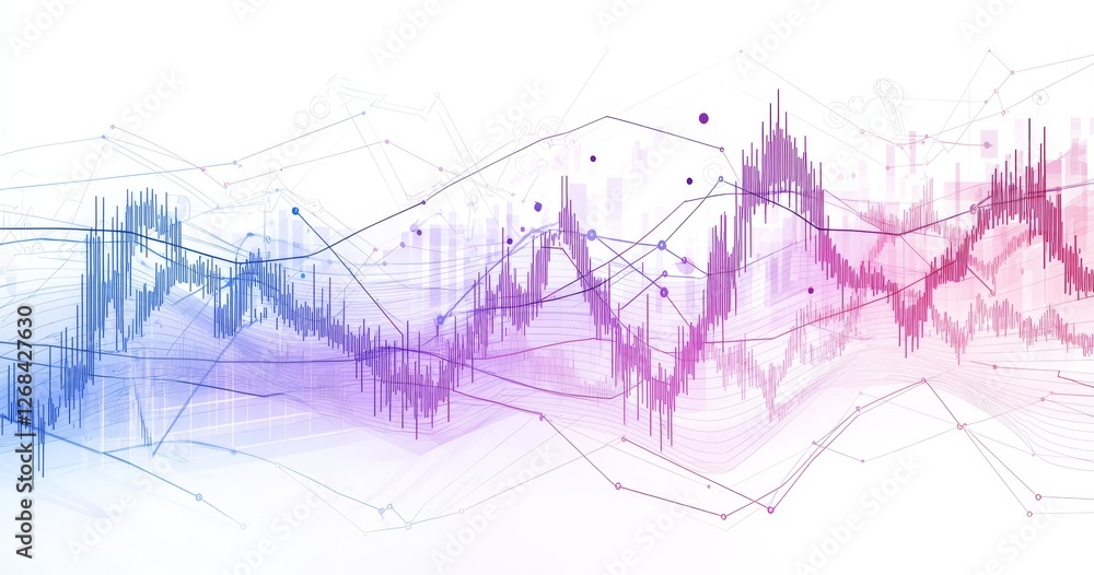 Aufkleber abstract financial data visualization with colorful lines and dots representing trends and patterns 