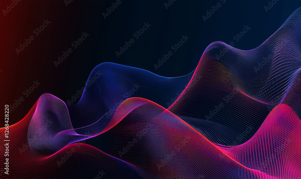 Poster colorful waves of light shimmering through dark background with flowing patterns and dynamic energy 