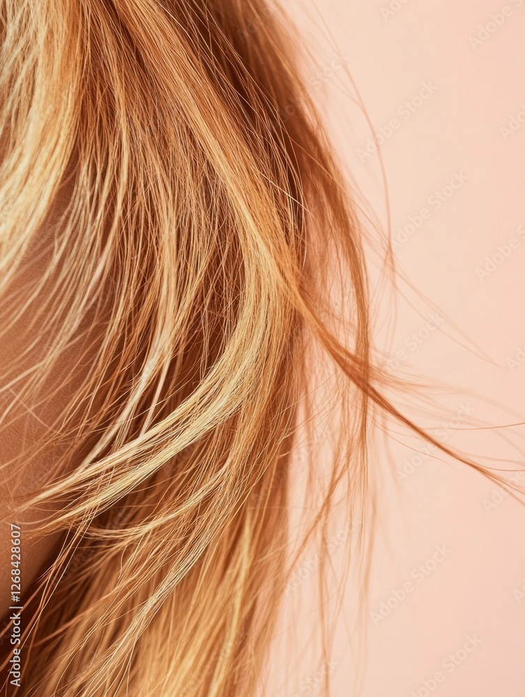 Aufkleber frayed hair tips with split ends against a soft pastel background, showcasing the texture and condit