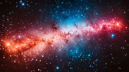 Naklejka premium A mesmerizing cosmic scene with vibrant psychedelic colors, swirling galaxies, and shining stars, symbolizing the vastness and mystery of the universe.