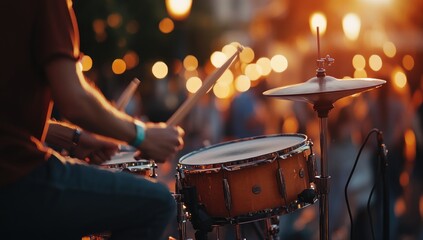 Drummer at Sunset Concert: A Captivating Performance