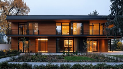 wood panel building facade, traditional feel