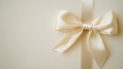 Fototapeta premium Elegant Cream Ribbon Bow on Neutral Background for Gift Wrapping