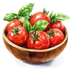 Ripe tomatoes and basil leaves bring freshness, summer, and happiness