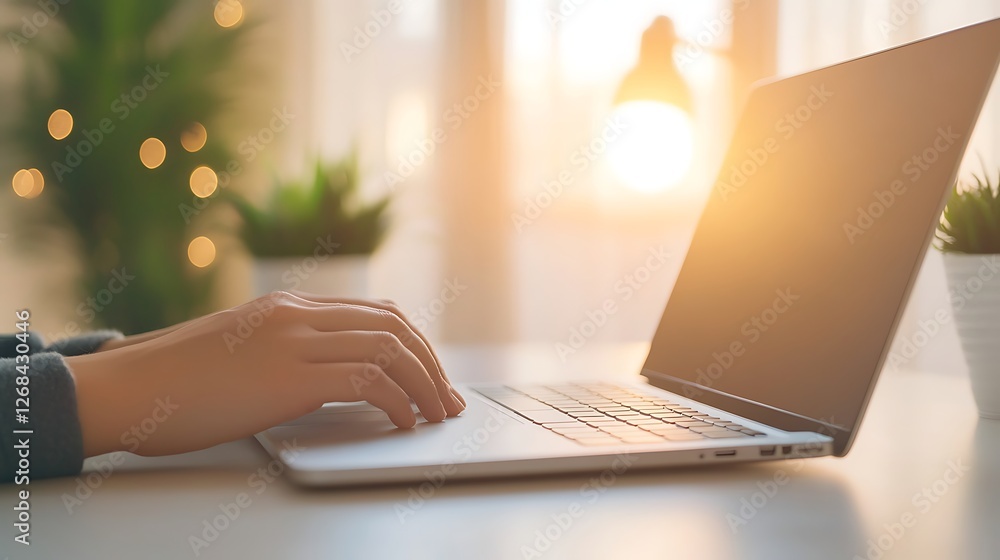 Poster A business professional's hands typing on a MacBook, emphasizing focus and productivity.