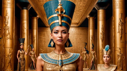Portrait of the majestic and beautiful Egyptian Queen Nefertiti