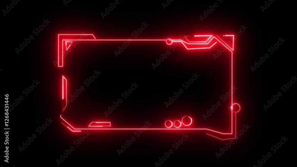 Poster technology neon hud circle interfaces, high tech concept element with neon line color 4k video motio