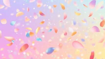 Colorful Scattered Petals and Leaves on a Soft Pastel Background Creating a Dreamy and Whimsical Atmosphere for Visual Design and Decoration