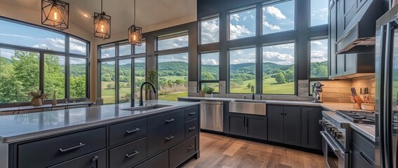 Modern Farmhouse Kitchen with Breathtaking Mountain View