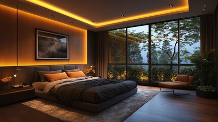 Interior of beautiful modern bedroom