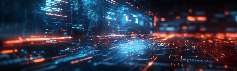 Obraz premium A dynamic high-tech interface showcasing real-time data visualization and technology in a modern design.