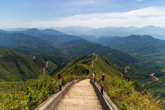 Panoramic image of Binh Lieu mountains area in Quang Ninh province in northeastern Vietnam. This is the border region of Vietnam - China