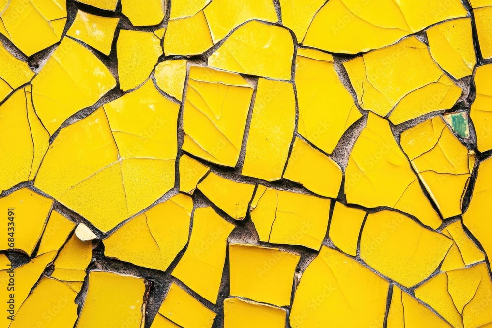Poster bright yellow mosaic tiles creating an abstract textured background