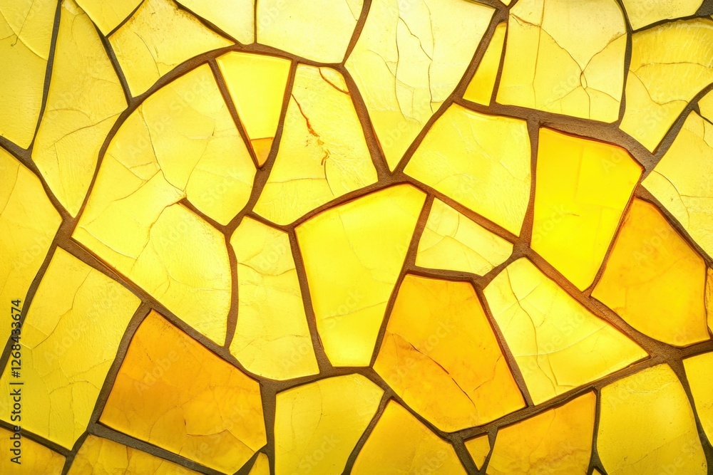 Poster abstract yellow mosaic pattern with dark grout lines visible