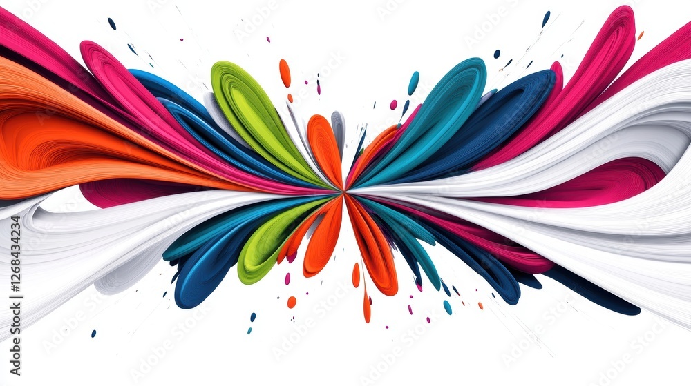 Poster abstract colorful design with flowing shapes and vibrant splashes.