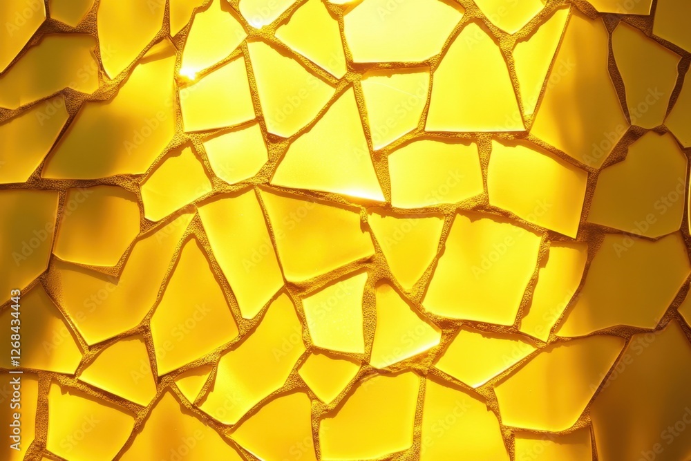 Poster irregular yellow tiles form a textured mosaic pattern background