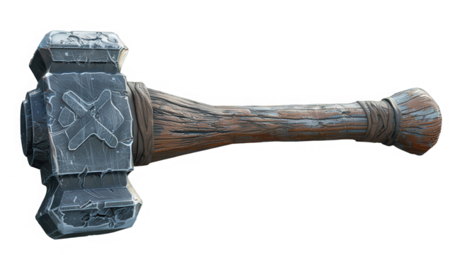 Rustic Hammer with Wooden Handle – Transparent Background PNG