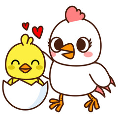 Chicken mama and baby chicks, Happy Mother's Day