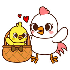 Chicken mama and baby chicks, Happy Mother's Day