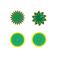 illustration green set of flowers