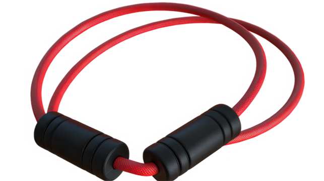A high-quality jump rope featuring durable rubber handles and a flexible cord, isolated on a transparent background.