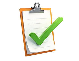 Checklist Completed: A 3D Render of a Clipboard with a Green Checkmark, Symbolizing Task Completion and Success