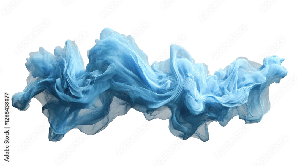 Poster blue smoke effect floating on transparent background with alpha channel