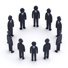 Professional Business Team Collaboration in Abstract Digital Art with Ample Copy Space, Isolated on White Background