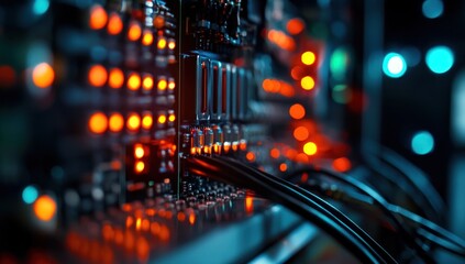 Obraz premium Illuminated Server Rack: A Glimpse into the Digital Realm