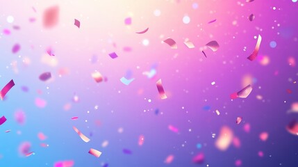 Colorful and Vibrant Confetti Falling Against a Bright Gradient Background for Celebratory Events and Festive Occasions