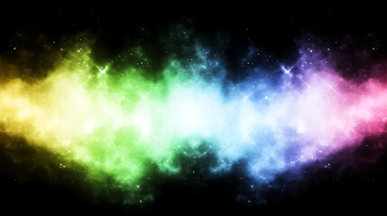 Naklejka premium Rainbow Galaxy Cosmic Dust Nebula Stars Light Vibrant Space Exploration Dreamy Universe Backdrop