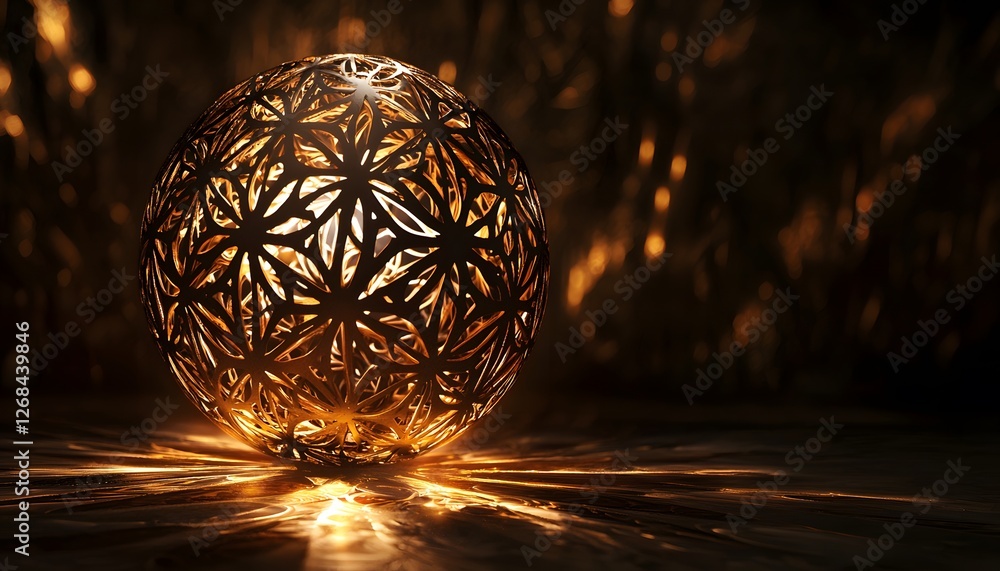 Leinwandbilder a conceptual piece showing a levitating orb of glowing gold and silver, radiating intricate patterns