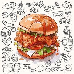 Burger and  Food Ellement 