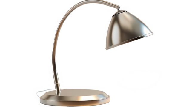 Modern Adjustable Desk Lamp – Black Metal Design, Transparent Background PNG