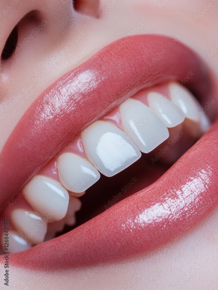 Poster Transformation of teeth with whitening procedure showing clear before and after results in close up view. Generative AI