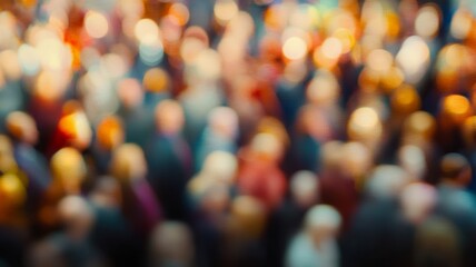 Obraz premium Attendees gather at a conference, seated in rows and focused on the speaker. The blurred background reflects their attentive demeanor while enjoying the event atmosphere