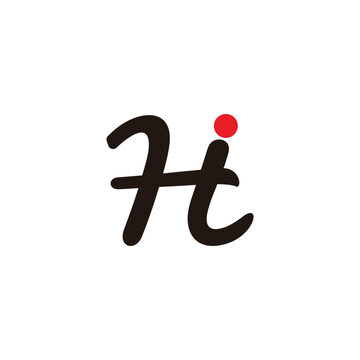 letters hti red dot simple curves logo vector