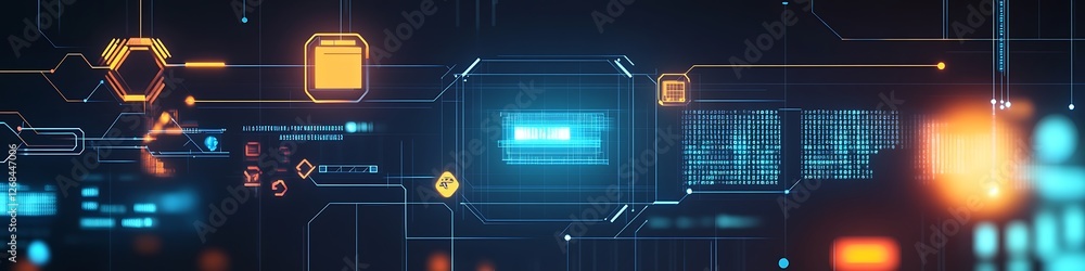 Poster abstract digital network technology interface design