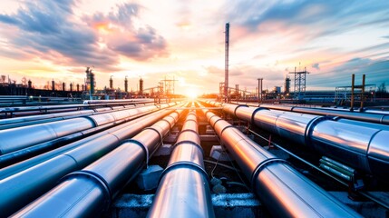 Gas pipes for the oil industry. A clean pipeline for renewable energy production. pipeline for gas or oil, pure hydrogen gas for the production of environmentally friendly electricity.