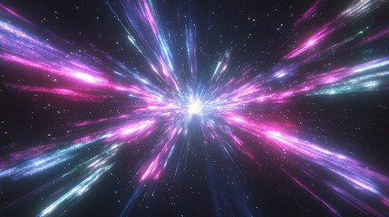 Naklejka premium Space Warp Speed Galaxy Burst in Cosmic Expanse with Radiant Light and Colorful Streaks of Energy