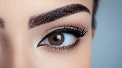 Close up shot of a professionally made up female eye