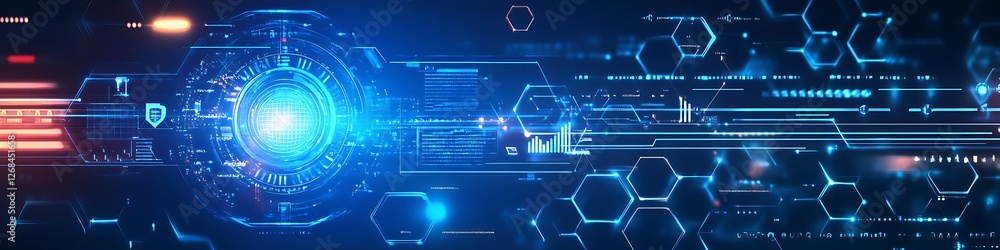 Poster abstract digital technology interface futuristic network design